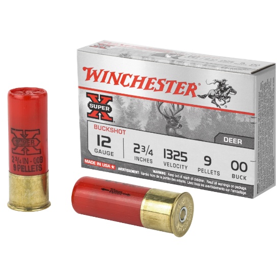 SIX X The $ Winchester, Super-X, 12 Gauge, 2.75", 00 Buck, Buckshot, 9 Pellets,5 Round Box,Retail $6