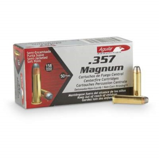 One Hundred (100) Rounds, Aguila .357MAGNUM Semi Jacketed Soft Point, Fifty (50) Rounds, Aguila