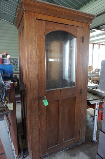 The Very Best OAK Telephone Booth, 6.5'high, the stool and telephone were found and added.