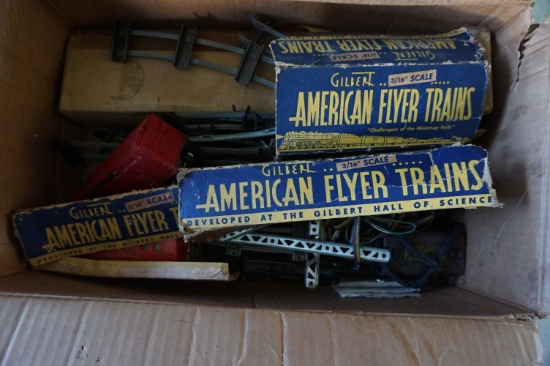 Box of American Flyer Toy Train Tracks
