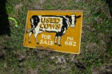 Used Cows For Sale Sign, Tin