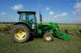 John Deere 6403 Cab Tractor with 542 Loader, Hayfork, Bucket. 1100 Hours