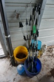 Bucket of Chains, Bucket of Metal Screws, Rods for Elect. Fence?