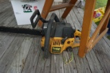 Poulan Chain Saw (untested), Protective Eye Wear (box full) and Vintage Wooden Step Stool. All One $