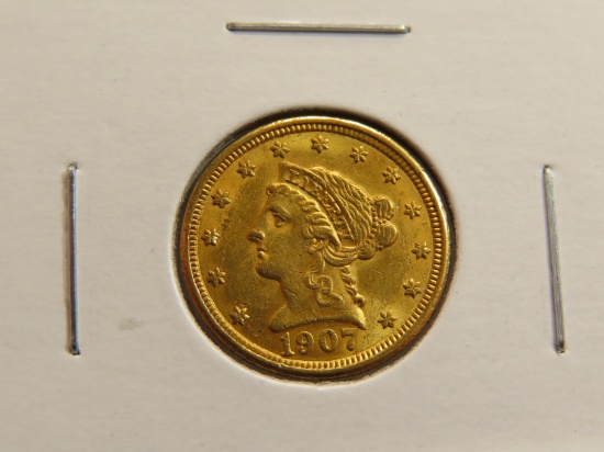 GOLD 1907 $2.5 Liberty Quarter Eagle, Actual Gold Weight = .1209 oz