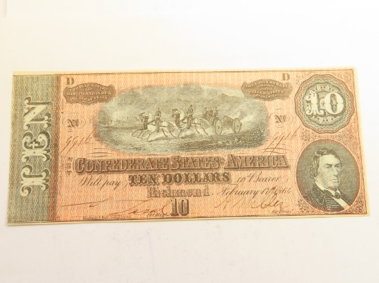 1864 Confederate States of America, $10, Richmond