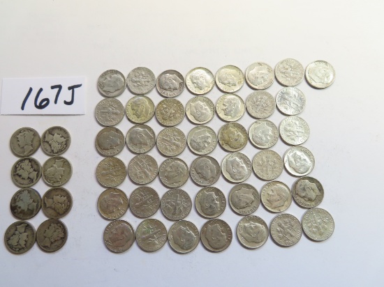 Fifty (50) 90% Silver Dimes, Dates Unsearched, All One Money