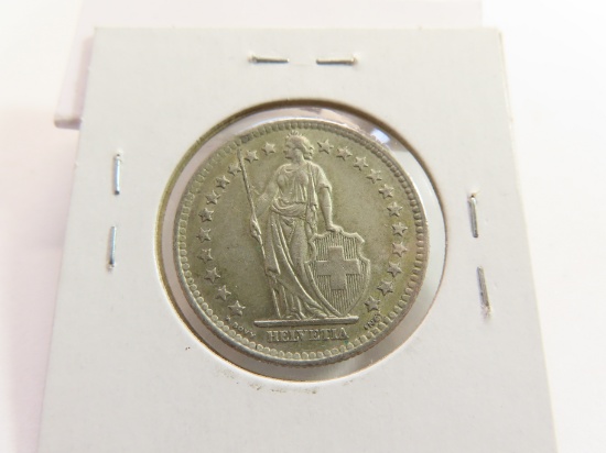 Silver 1963 Swiss 2 Francs, Actual Silver Weight = .2684 Ounce