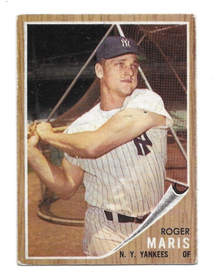 Vintage 1962 Topps Roger Maris New York Yankees Card #1
