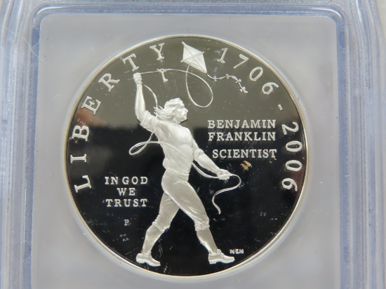 2006-P Benjamin Franklin Scientist Commemorative Silver Dollar, ICG Graded PR70 DCAM