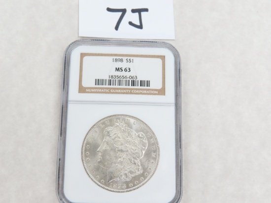 1898 Silver Morgan Dollar, NGC Graded MS63