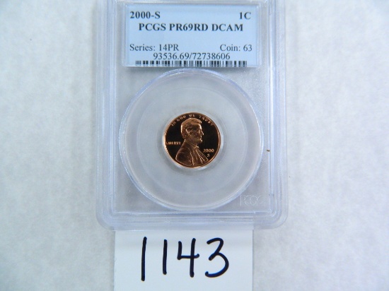 FOUR (4) 2000-S One Cent PCGS graded PR69 RD DC