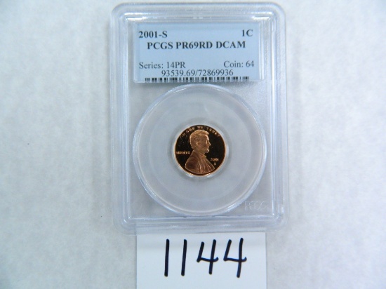 TWO (2) 2001-S One Cent PCGS graded PR69 RD DC