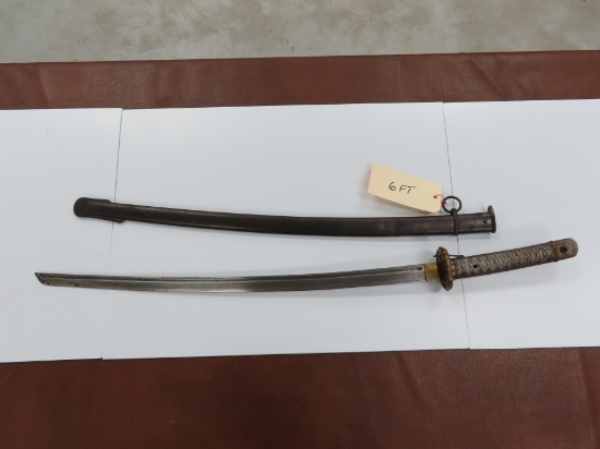 Frydek Texas Estate Find: WWII Japanese NCA Sword, Matching #s, Cast Aluminum Hilt, 27"