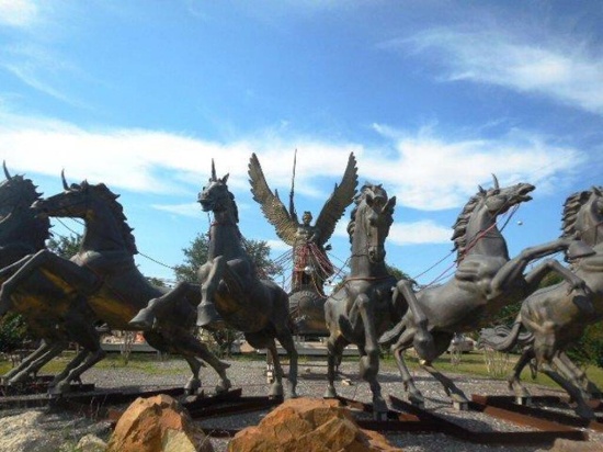 Life Sized Bronze Chariot w/ 8 Unicorns