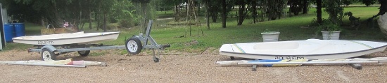 (2) AquaFinn Sailboats w/ Trailer, Selling For Mr. Ruiz. No Title on Trailer.  All One Money.