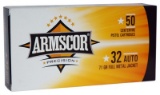 Armscor Ammo, .32ACP, 71 Grain, Full Metal Jacket, Fifty (50) Count Box