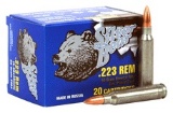 Silver Bear .223 Remington Ammo, 55gr. Full Metal Jacket Zinc Plated Steel Case, (20) per box