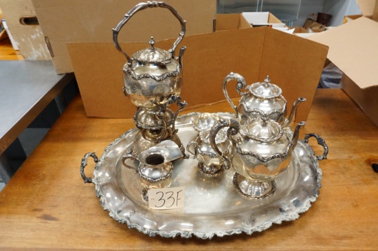 seven piece Sterling Silver Coffee/Tea Service marked .925 Sterling Mexico, 19.48 lbs (233.76 oz)