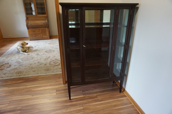1920's China Cabinet, Original Skin, Batwing (Double Hinged) Doors, 39.375"wx14"dx58.5"h. Incredible