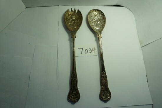 Silver Plated Made in England Two Piece Serving Set, 9.5", both one money, Estate Find, need clean