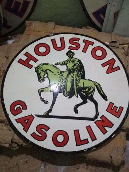 36" Sam Houston Gas Porcelain on Steel Sign, $69 Shipping