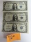 Three (3) X The Money: 1935E Blue Seal $1 Silver Certificates