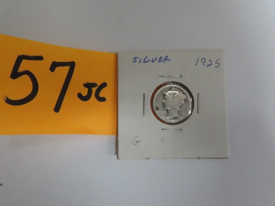 Silver 1925 mercury Dime, 90% Silver