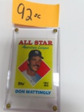 1988 Topps Don Mattingly All Star Baseball Card #386 New York Yankees