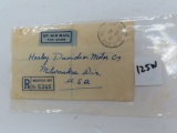 1936 postmarked Jamaica envelope/stamps to Harley Davidson Motor Co, Milwaukee, Wis, USA. cool piece