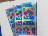 Three (3) For One Money:1998 packs of vintage Toronto Blue Jays Stickers, All One Money.