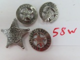 Four (4) For One Money: Toy/Fantasy Metal Badges, Age Unknown