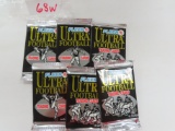 Six (6) Unopened Packs All One Money: 1991 Fleer Ultra Football packs, 14 cds per pack, All One $