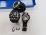 Three (3) Watches For One Money: Guess (swiss made), Unlisted (Kenneth Cole) and Fossil. Untested!