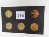 2005 Gold State Quarters, Face Value $1.25. All One Money.