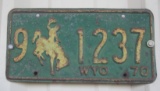 1970 Wyoming License Plate