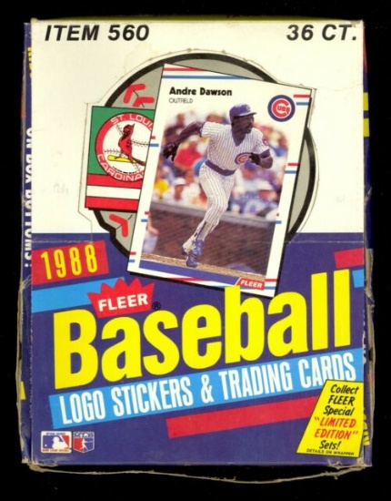 1988 Fleer Baseball Unopened Wax Box (36 Packs), complete