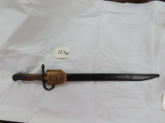 21" Bayonet with metal scabbard, wood handle (#2 in wood), light rust. OLD, WW I ?