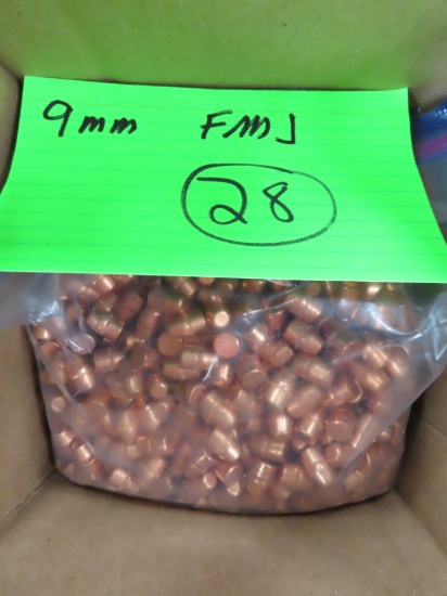 Twenty-Seven (27) LBS 9mm FMJ Bullets (not cartridges).