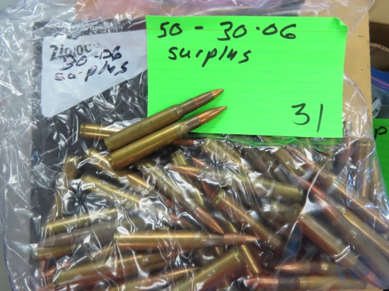 Fifty (50) 30-06 Surplus FMJ Cartridges