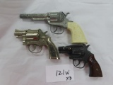 Three (3) X the Money: Vintage Cap Guns, (2) Hubley and (1) Nichols. Action Does Not Work on ANY of