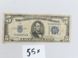 $5 Face Value: 1934 D blue seal $5 Silver Certificate