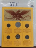 Coins of Our Nation's Birth display sheet (replicas), 6 coins.