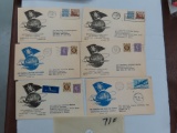 SIX (6) X The Money: 1945 First Commercial Flight overseas American Airlines System Stamp First Day