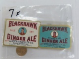 TWO (2) Vintage Ginger Ale Labels AND Vintage Creotina Remedies Token. Belleville, IL.