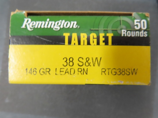 Fifty (50) Rounds: Remington .38S&W 146 Grain Lead Round Nose, Target. Made in USA.