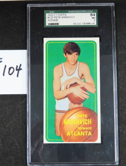 1970-71 Topps #123 Pete Maravich Rookie, SGC Graded 84 (NM 7), Joe Colwin INV #50 Collection.