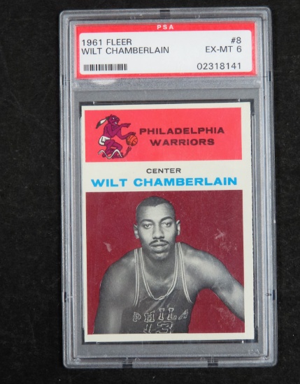 1961 Fleer Basketball Wilt Chamberlain ROOKIE RC #8 PSA 6 EXMT. Joe Colwin Collection #125