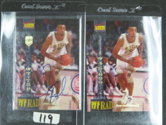 TWO (2) X the Money: Juwan Howard Signed Tetrad Rookie Cards, #d. 100% Authentic Guaranteed.