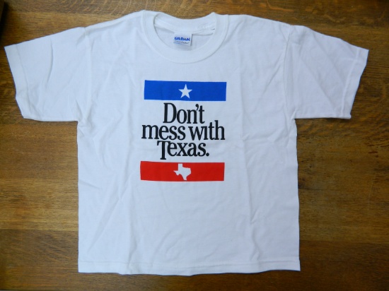 Nine (9) Youth Small, Don't Mess With Texas 100% Cotton Gildan T-Shirt. Slogan began 1986, Vintage.